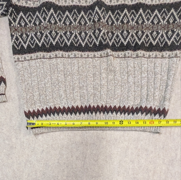 Warn Knit Men's Sweater From Haggar Dark Square Geo Pattern On Oatmeal Sz Large - Picture 3 of 6